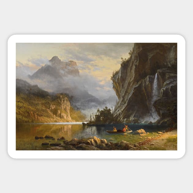 Indians Spear Fishing by Albert Bierstadt Sticker by Classic Art Stall